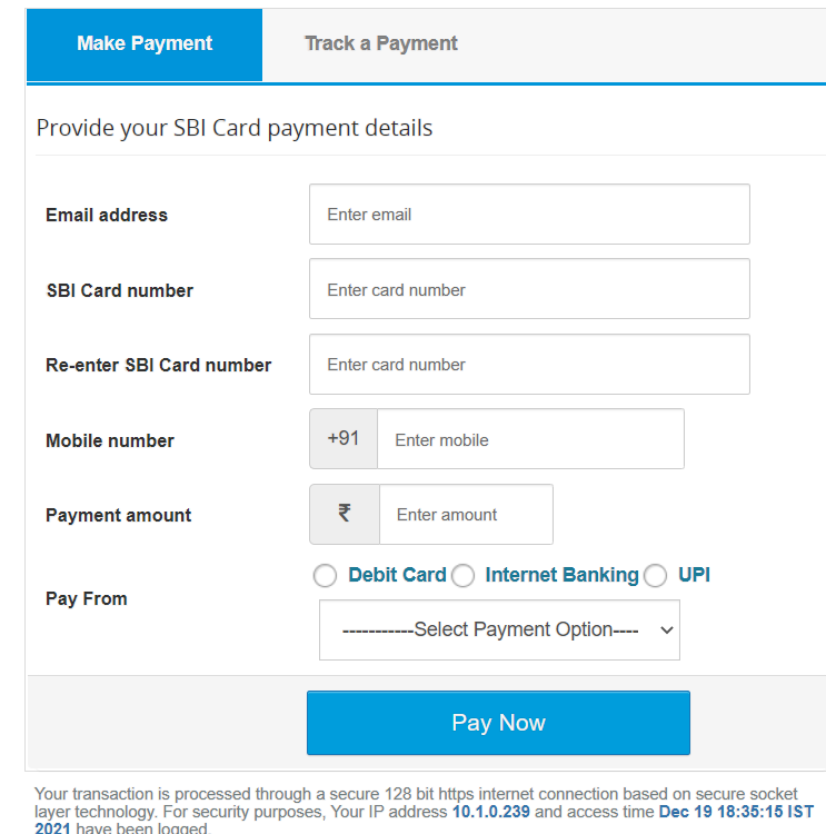 SBI Card Payment through Debit Card 3