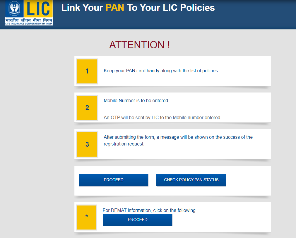 link pan with LIC policy