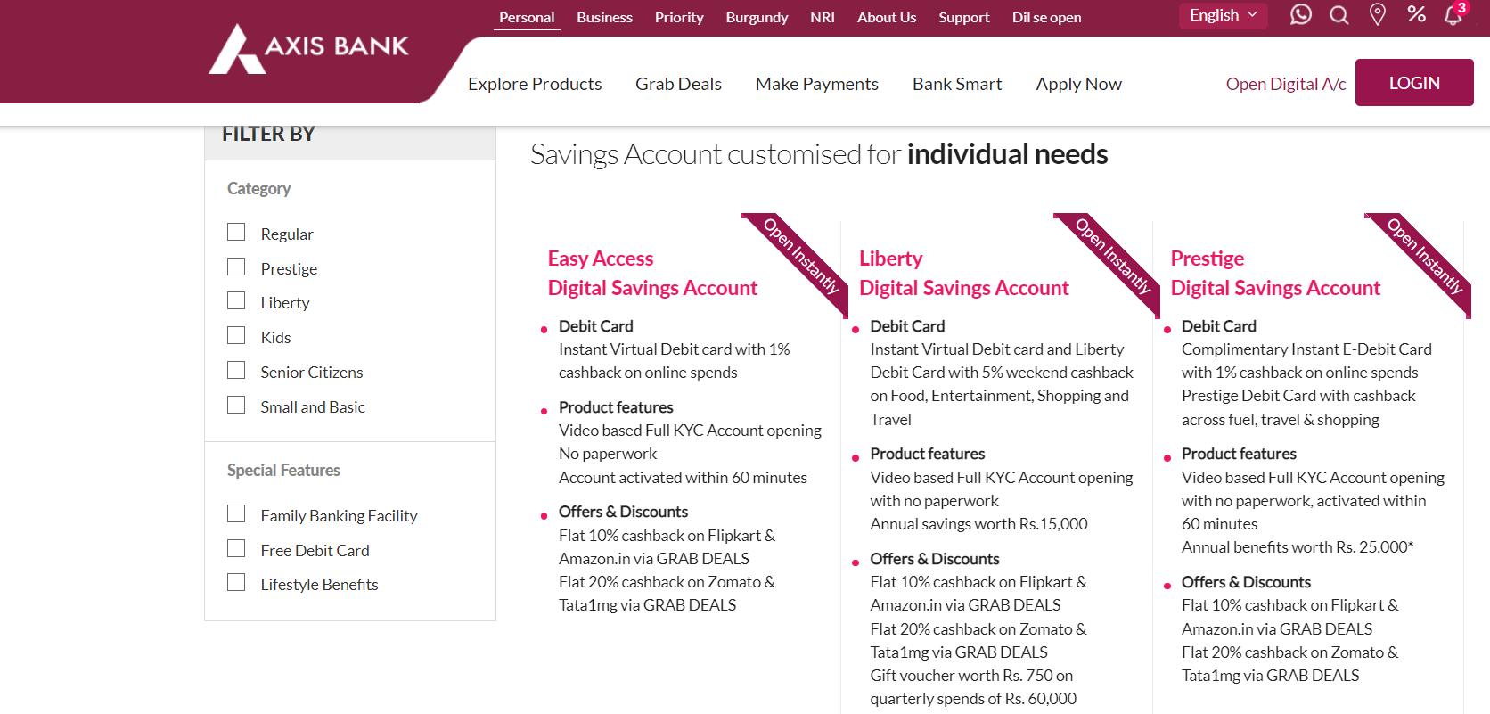 Axis Bank Savings Account